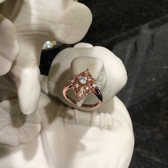 Antique Rose Gold CZ Ring 925 Sterling Silver - Picture 9 of 13